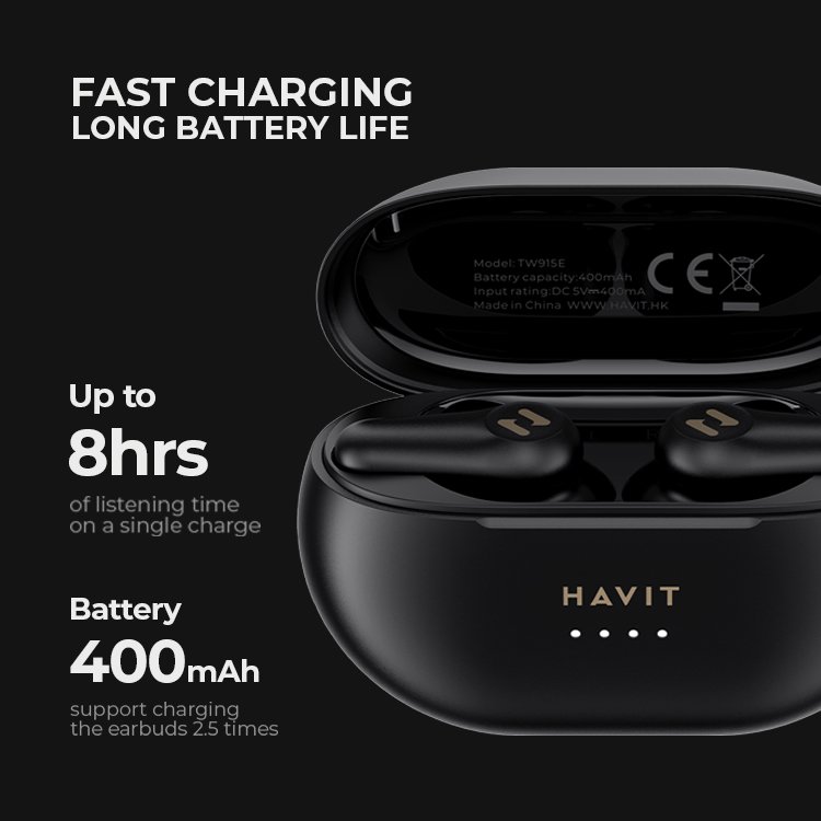 Havit TW915E Sport V5.2 Wireless Ear Buds Enc Noise Canceling True Wireless Audifonos TWS Earphone Earbuds With Dual Microphone