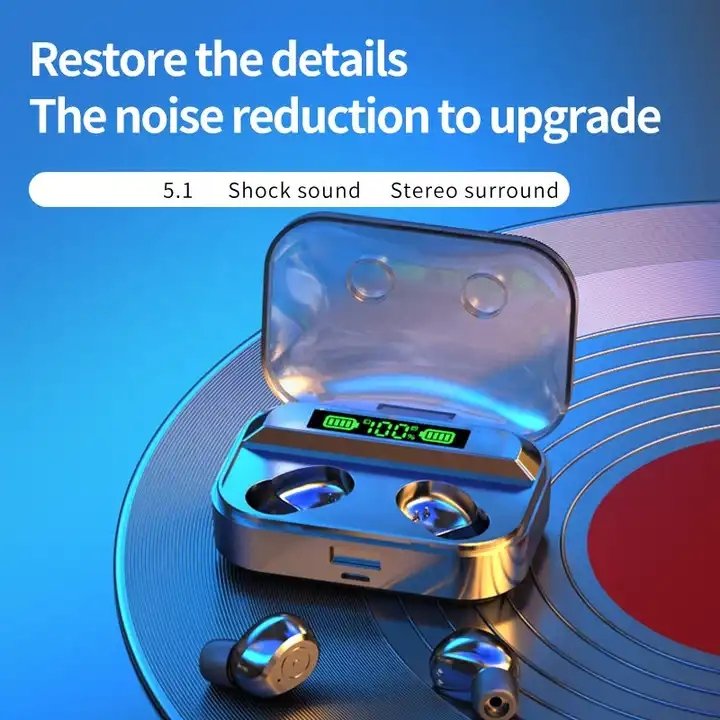 TG01 LED Light Tws HiFi Headphone Sport Earphone Headset Mini TWS 5.3 Wireless Earbuds With Mic 2000Ahm Charging Box