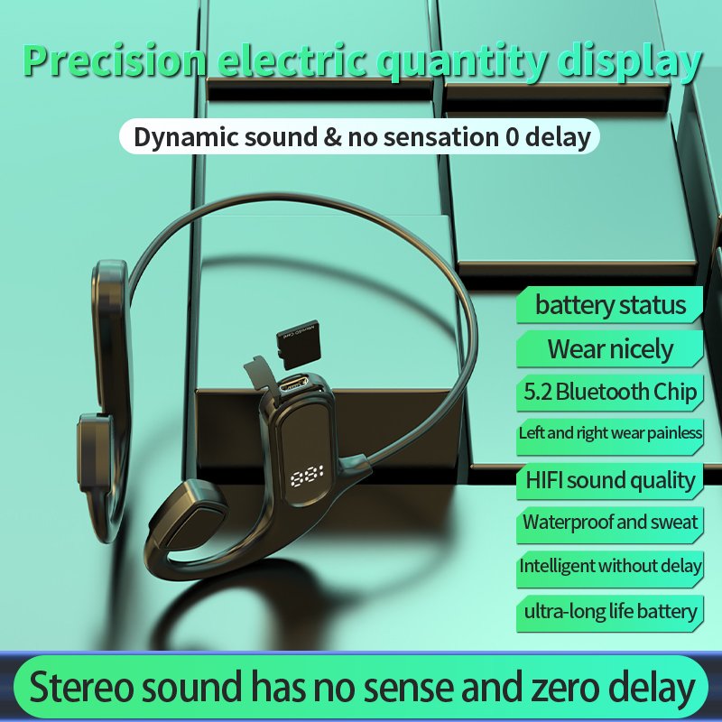 2022 high quality VG09 bone conduction headphones digital display earphones portable ear wireless bone conduction headphone