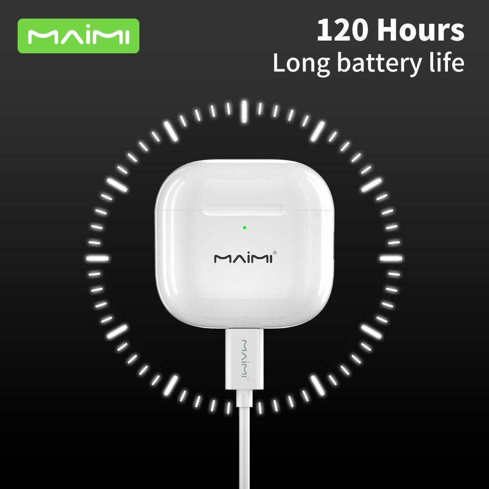 Maimi Custom Semi-in-ear Headset Non-noise cancelling tws earphones White Wireless Headphones High Quality Bluetooth Earbuds