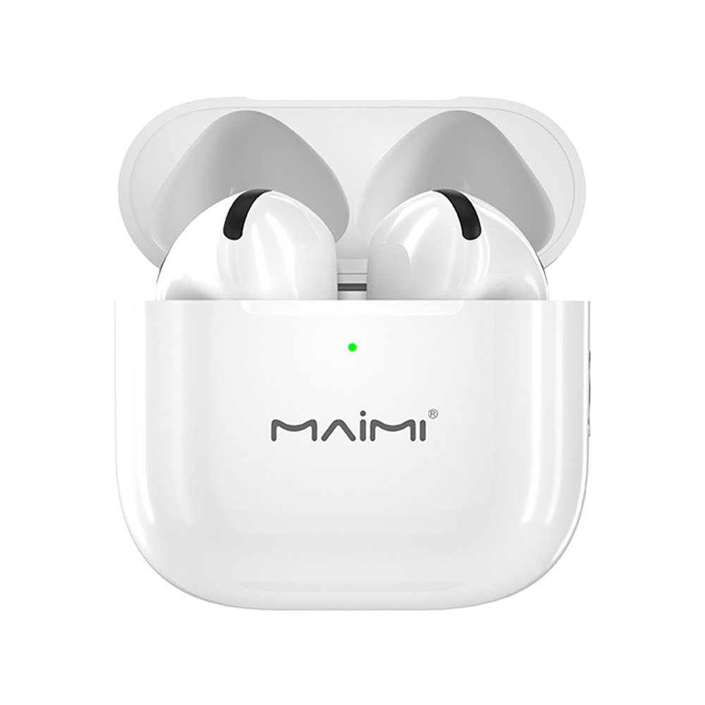 Maimi Custom Semi-in-ear Headset Non-noise cancelling tws earphones White Wireless Headphones High Quality Bluetooth Earbuds