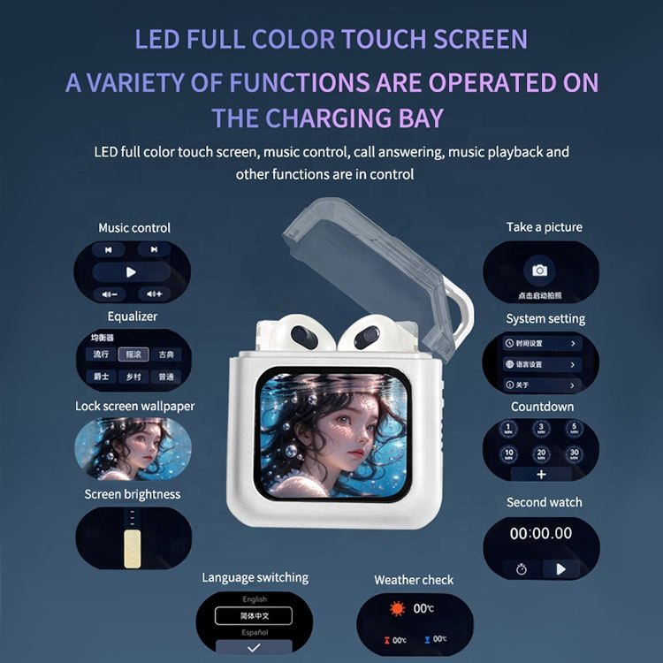 S10 Pro LCD Touch Screen Wireless Earbuds with Noise Cancelling ANC APP Control for GEN2 GEN3 Pro Pro2 WIreless earphones s10pro