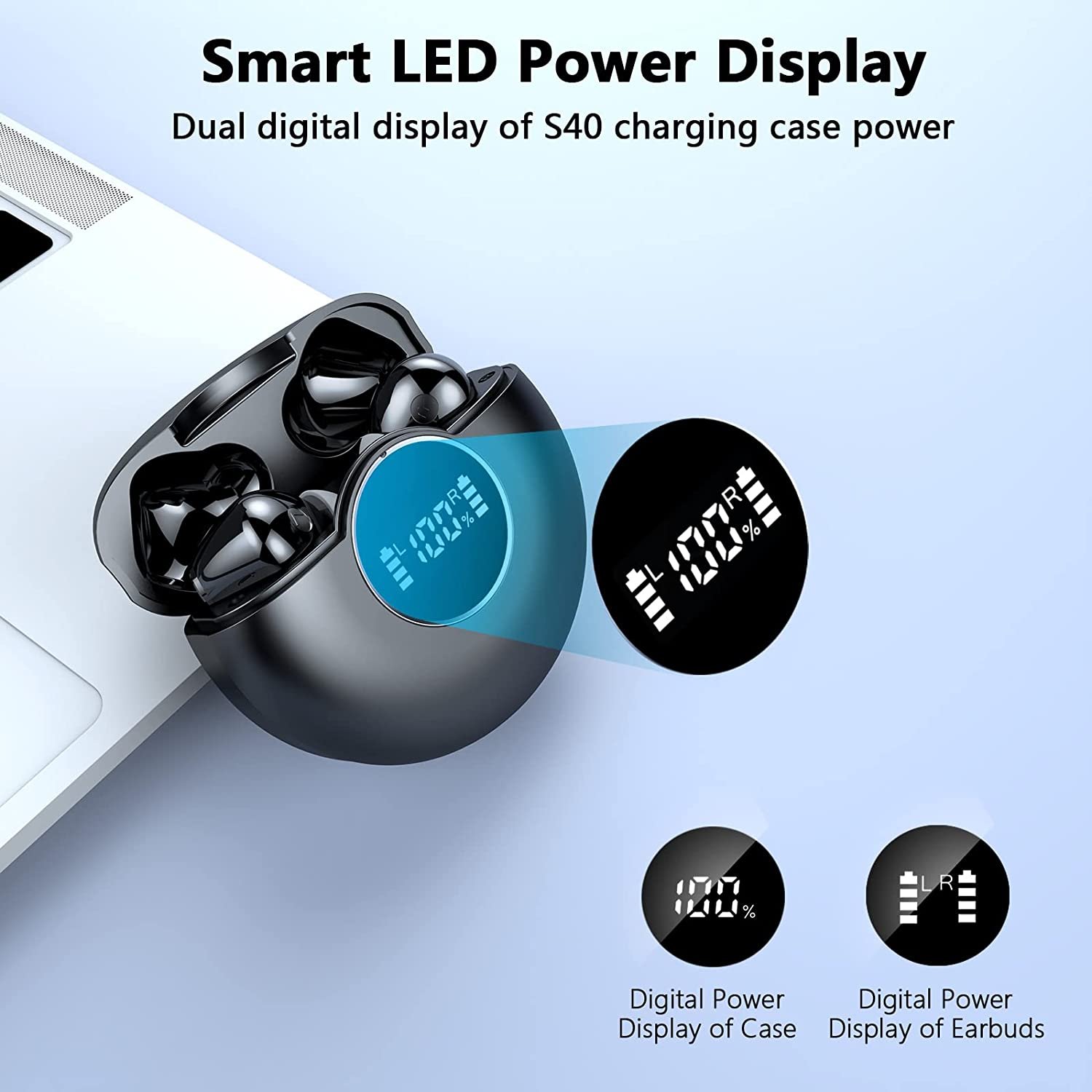 Lantronlife S40 V5.3 Earphones & Headphones Ture TWS Wireless Earbuds with Noise Cancelling Mic