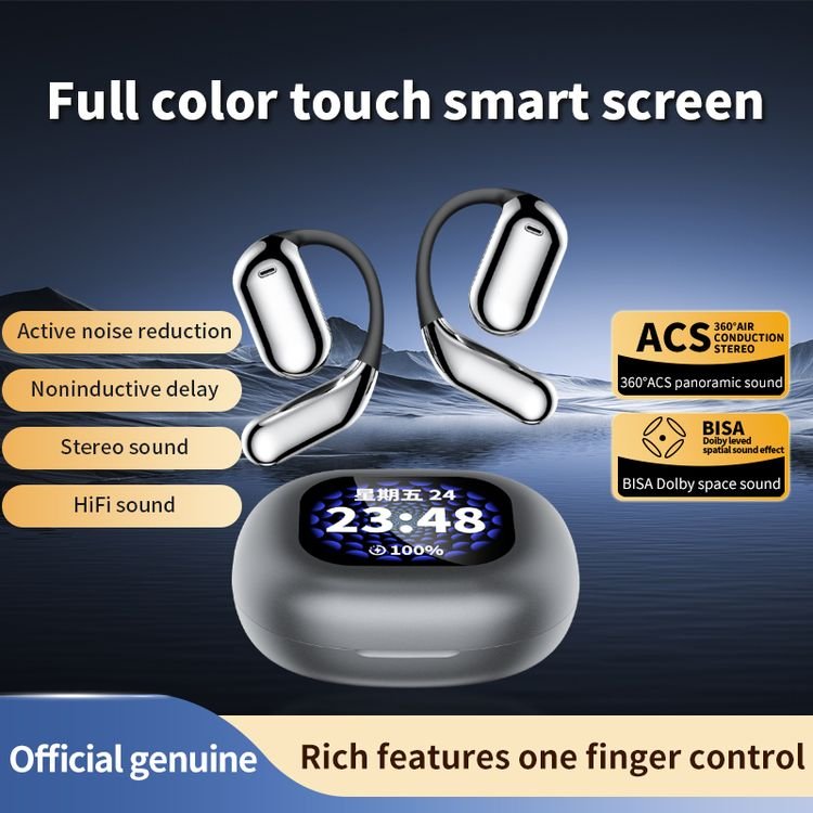 Q16 PRO Earphone LED Full-color Touch Screen Hifi Stereo ANC Noise In Ear Design Earbuds Wireless Control Gaming Earphone