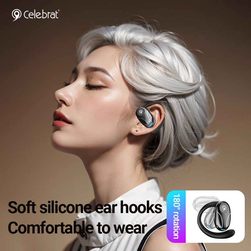 OWS 5.3 Headphones Wireless Earbuds Playback Digital Display Over-Ear Earphones with Earhook Waterproof Headset