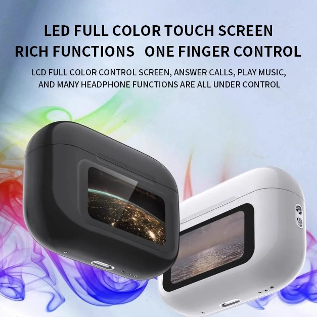 Wireless ANC Earbuds Bluetooth 5.4 Earphones LED Touch Screen Active Noise Reduction Earphones