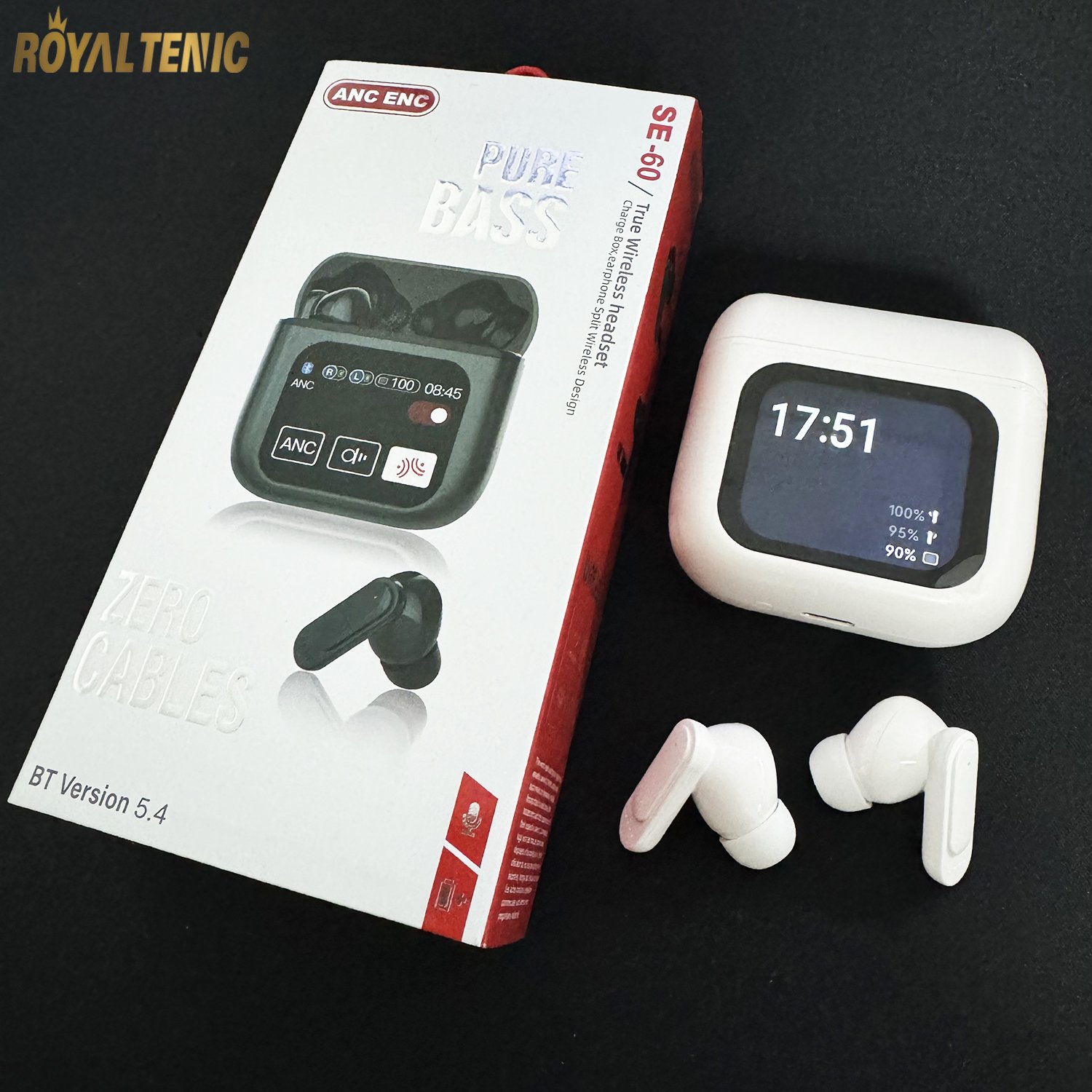 SE60 LCD Touch Screen HIFI Earphone ANC ENC Noise Reduction in-ear Headphones Gaming True wireless Stereo Earbuds TWS SE 60