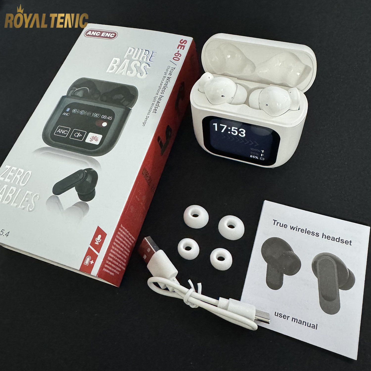 SE60 LCD Touch Screen HIFI Earphone ANC ENC Noise Reduction in-ear Headphones Gaming True wireless Stereo Earbuds TWS SE 60