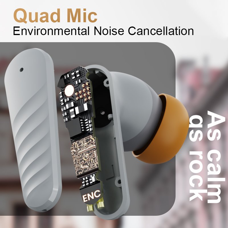 T8 TWS Earphones In Ear Wireless Earbuds Gaming TWS ENC Quad mic Noise Cancellation Headphone Mini Earphone