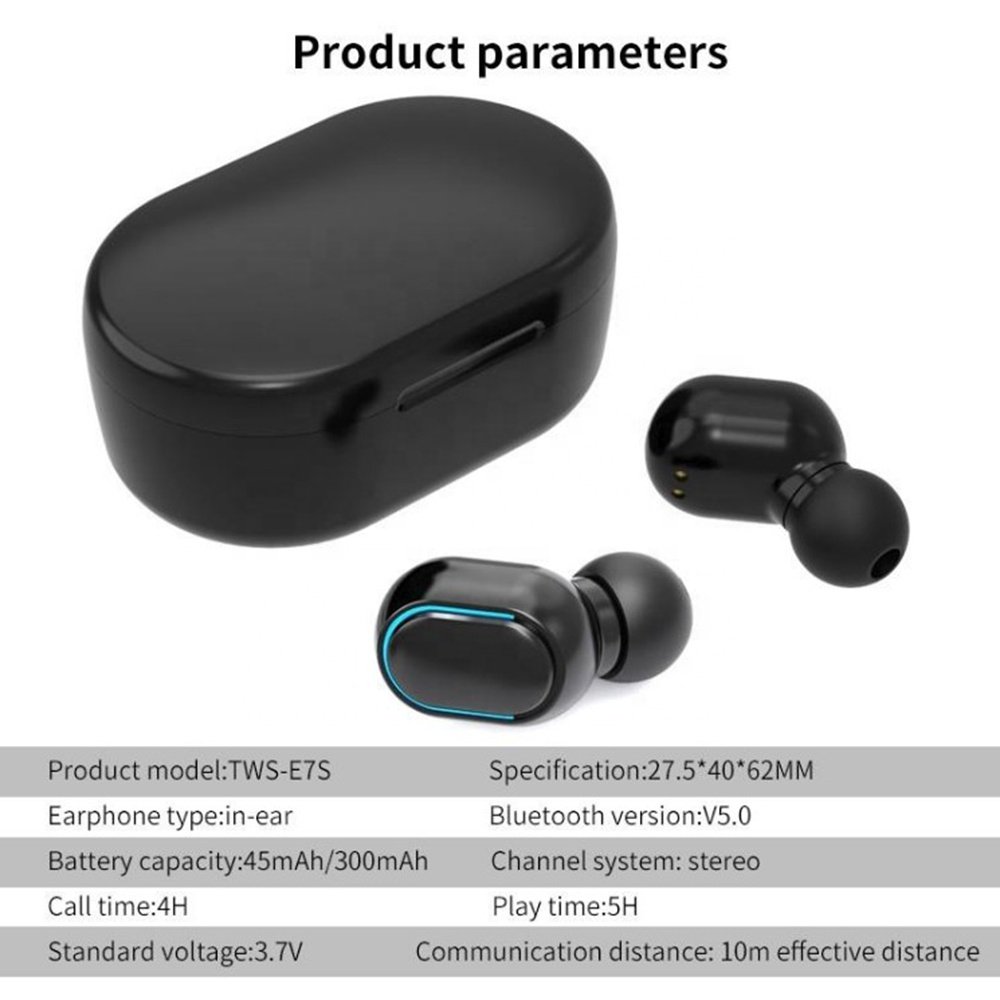 Mini TWS in ear Waterproof LED Display E7S Sports noise cancelling True Wireless Stereo Earbuds earphone for iphone for samsung