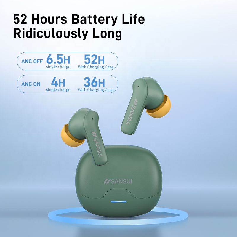 SANSUI W23 ANC ENC noise cancelling tws earphones & headphones wireless bluetooth gaming in-ear headphones