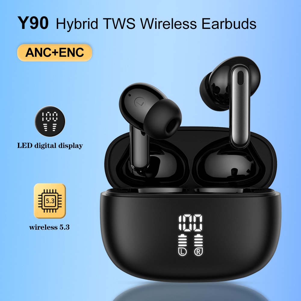 True Wireless Earbuds Bluetooth 5.3 Sports Wireless Earphones ANC ENC 6 Mics Noise Cancelling Headphones TWS LED Display Headset