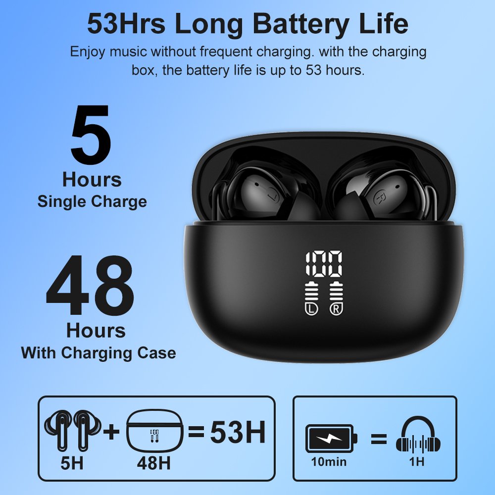 True Wireless Earbuds Bluetooth 5.3 Sports Wireless Earphones ANC ENC 6 Mics Noise Cancelling Headphones TWS LED Display Headset