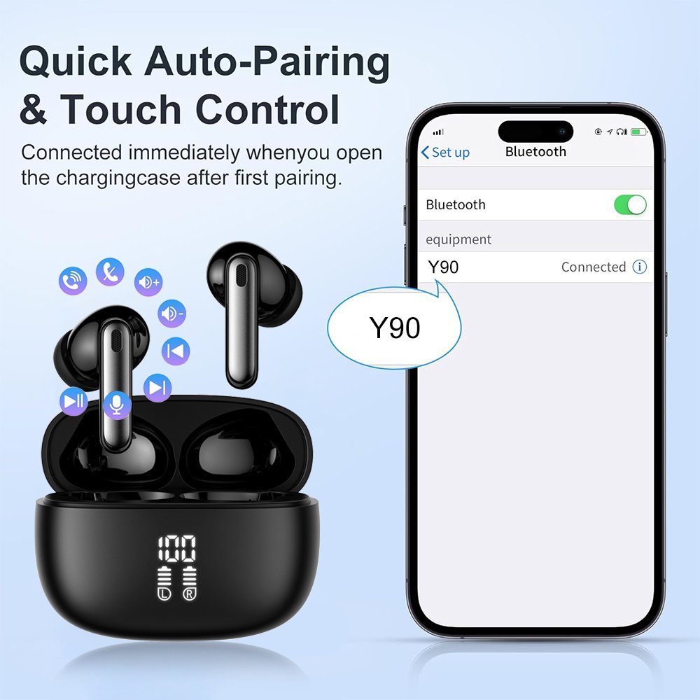 True Wireless Earbuds Bluetooth 5.3 Sports Wireless Earphones ANC ENC 6 Mics Noise Cancelling Headphones TWS LED Display Headset
