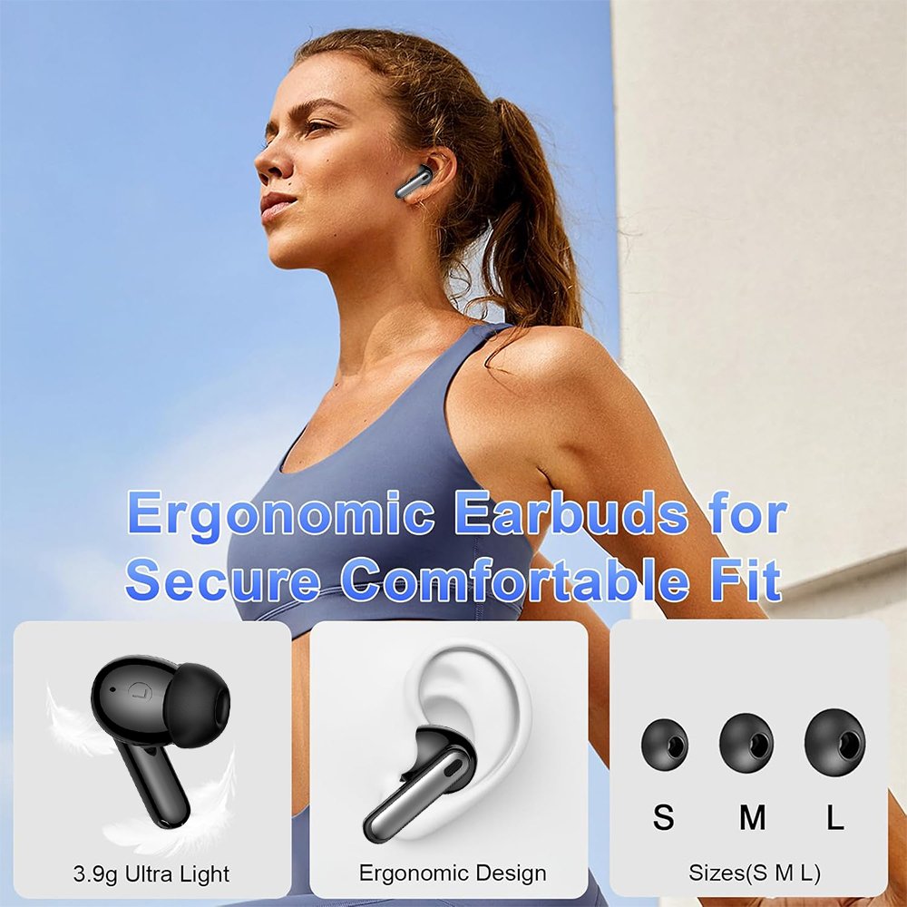 True Wireless Earbuds Bluetooth 5.3 Sports Wireless Earphones ANC ENC 6 Mics Noise Cancelling Headphones TWS LED Display Headset