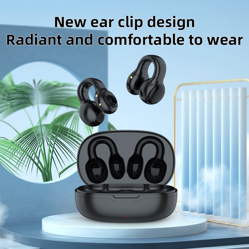 2023 Trending Open Ear Clip On Type Tws Earpieces Bt 5.3 Wireless Sports Earbuds Hifi Stereo Wireless Bone Conduction Earphones