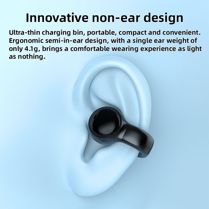 2023 Trending Open Ear Clip On Type Tws Earpieces Bt 5.3 Wireless Sports Earbuds Hifi Stereo Wireless Bone Conduction Earphones
