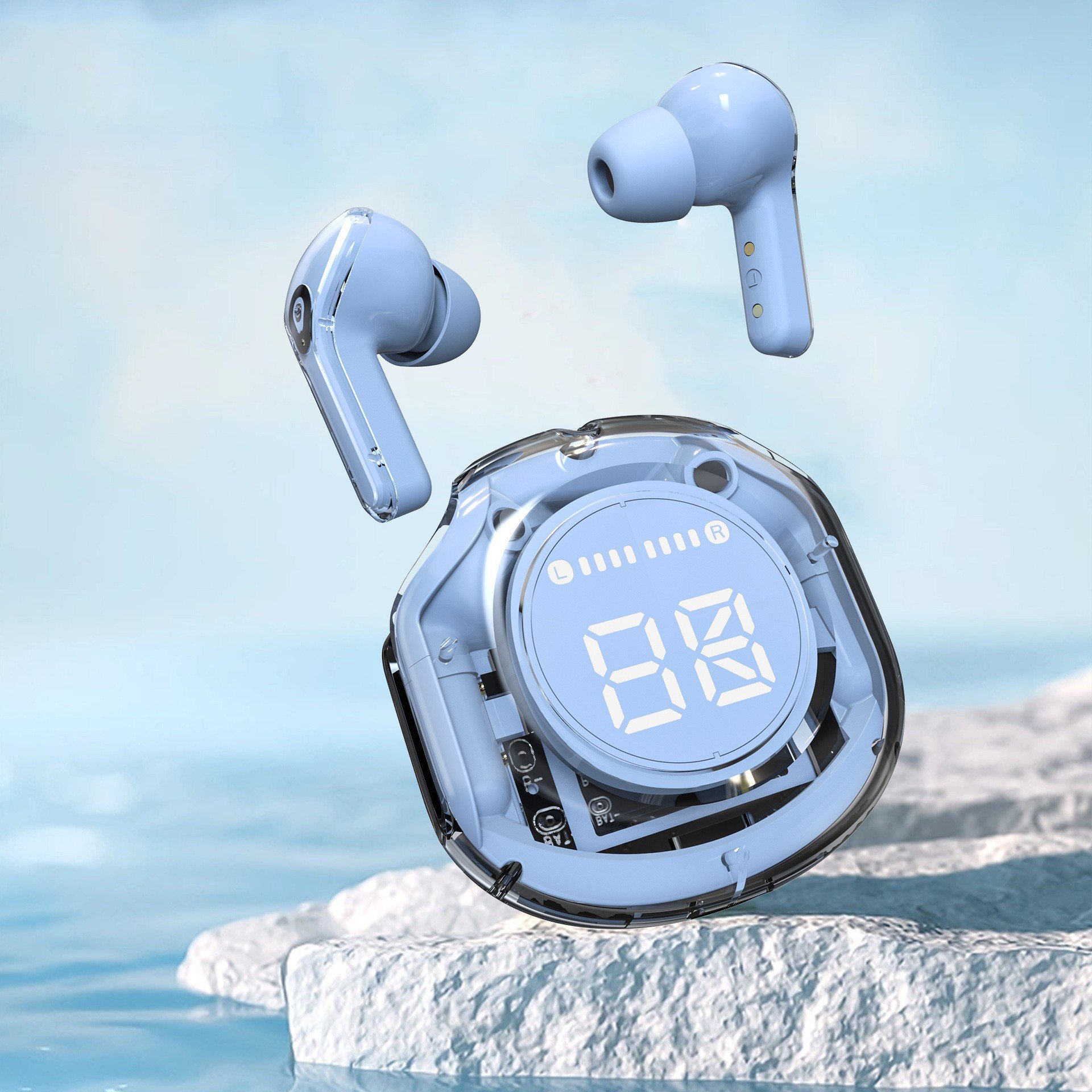 New Design Air39 TWS Best Sale Transparent Crystal Earbuds True Stereo Wireless Headphones with Noise Reduction In-Ear