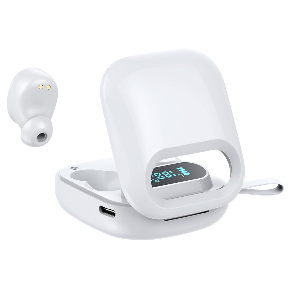 Active Noise Cancelling Wireless Bluetooth Earphones with Custom Futuristic Design Digital Battery Indicator Blue Tooth Earphone