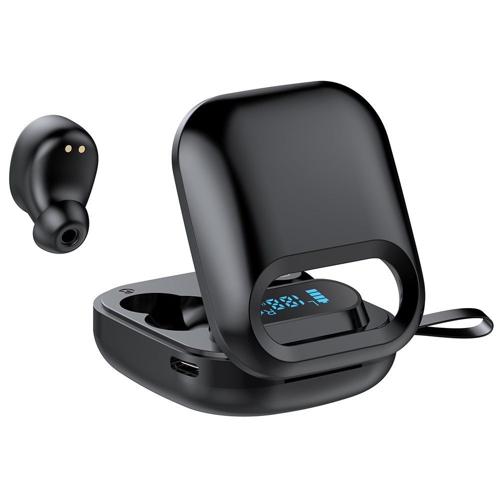 Active Noise Cancelling Wireless Bluetooth Earphones with Custom Futuristic Design Digital Battery Indicator Blue Tooth Earphone