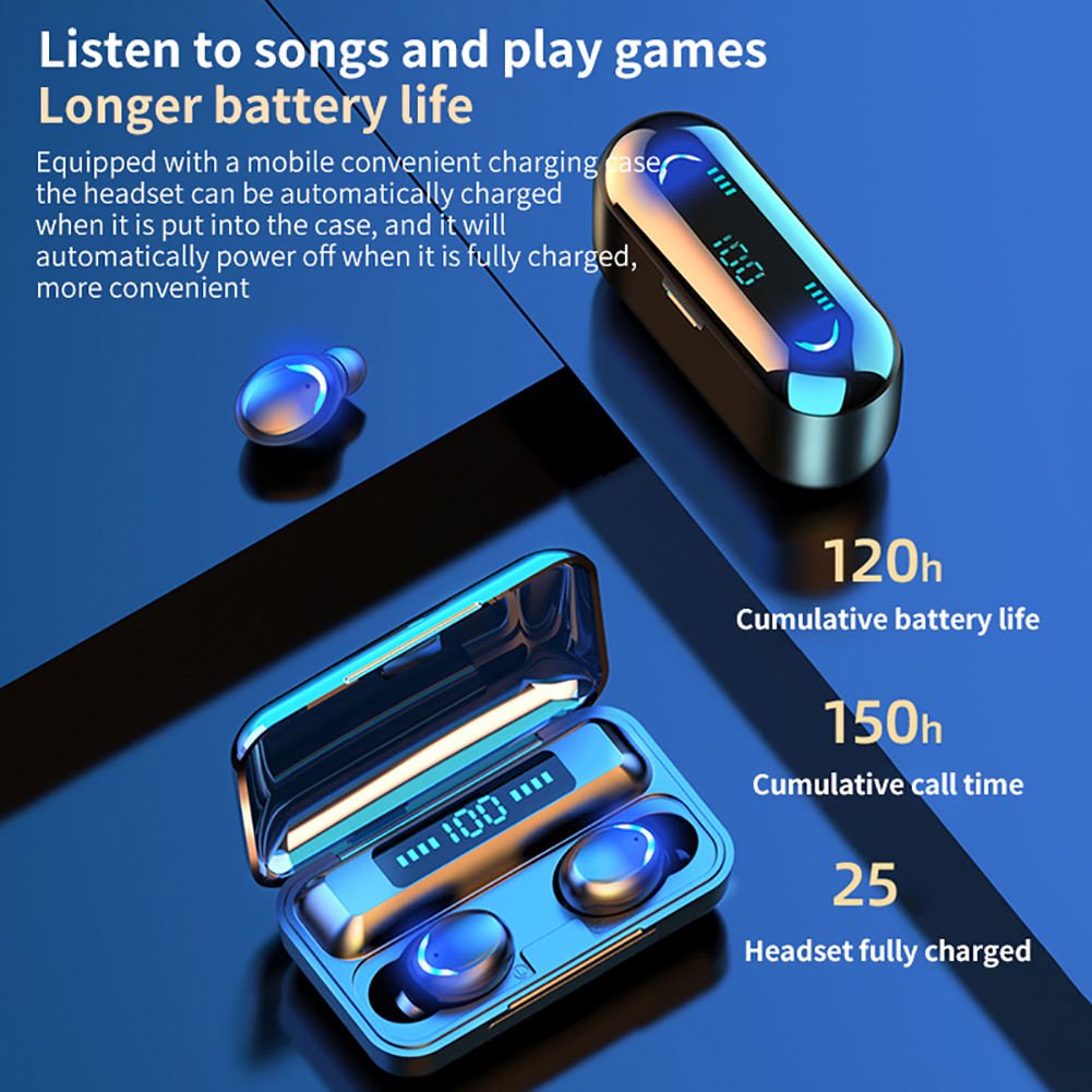 Wholesale F9 TWS BT V5.0 Fone Stereo Earphones Mini In Ear Wireless Headphones Foness LCD Display Earbuds Gaming Headset