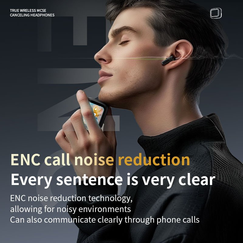 T69 Dual ANC ENC Call Noise Reduction Wireless Earphones V5.4 LED Full Color Touch Smart Screen HIFI HIFI Headphones Battery JL