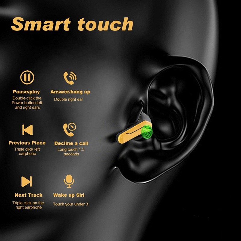 K75 Wireless Gaming Earbuds TWS Headphone with Mic Stereo Bass Sports Waterproof Wireless Headset Earbuds Gamer