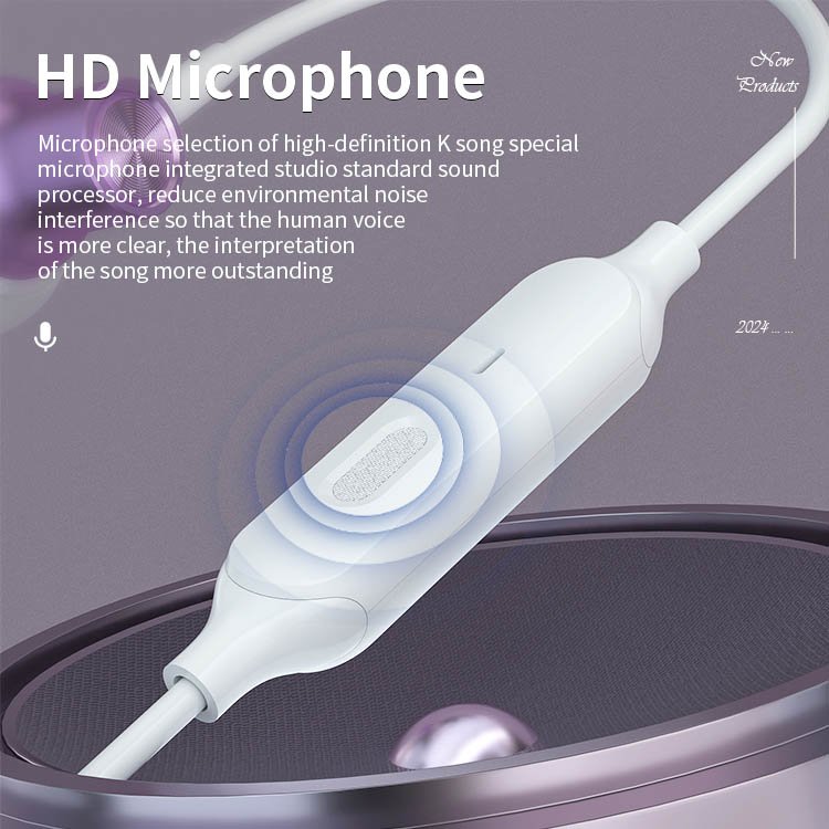 Type c Wired music earphones with microphone live broadcast k-song wired headphones in ear Volume Control game earbuds