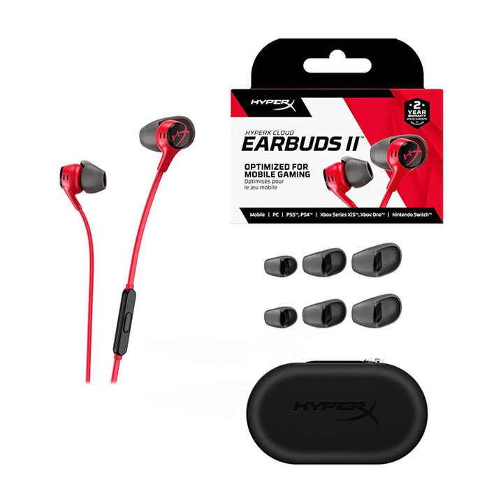 Original Hyper X Cloud Earbuds II Gaming Electronics Earbuds Optimized for Mobile Earbuds