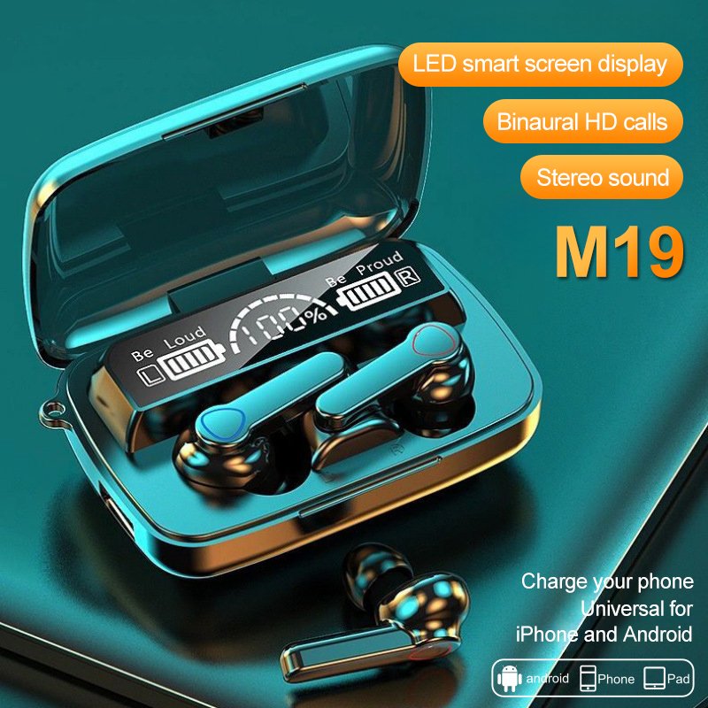 New Arrival Auriculares M19 Ture Wireless Stereo Earbuds BT 5.1 9D Stereo IPX7 Waterproof Earbuds Earphone