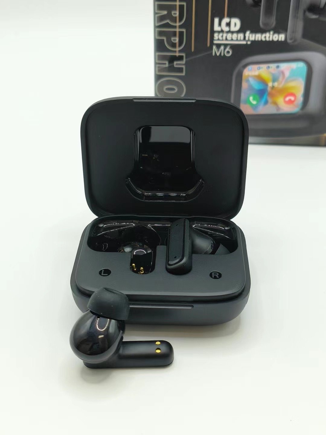 Airbuds Ear buds LCD Display ANC ENC Active Noise Cancelling Headphones Earphone wireless Tws M6 Earbuds With Touch Screen