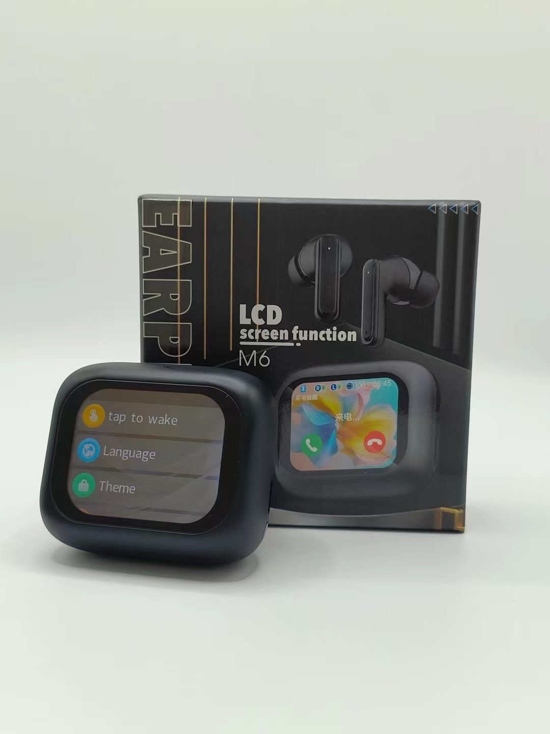 Airbuds Ear buds LCD Display ANC ENC Active Noise Cancelling Headphones Earphone wireless Tws M6 Earbuds With Touch Screen