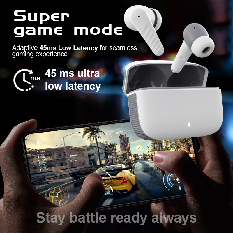 Mission TWS Earphone Gaming Headphones 4 Mic Enc Noise Cancellation Earbuds In Ear Earphones With Fast Charging