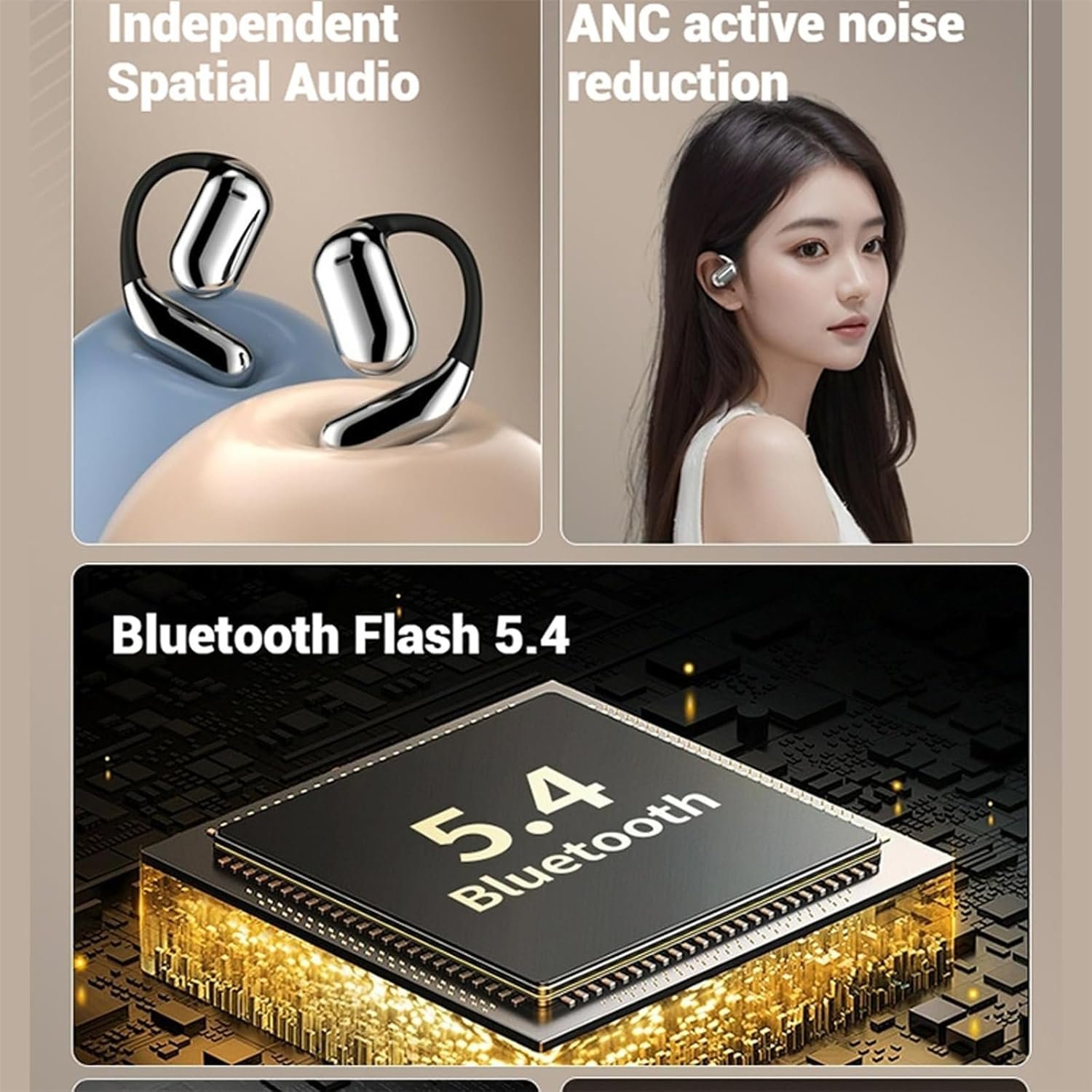 YYK-Q16 Pro LCD Full-Color Touch Screen Earbuds OWS Wireless Sports Earphones with 88H Long Standby and 500mAh Charging Case