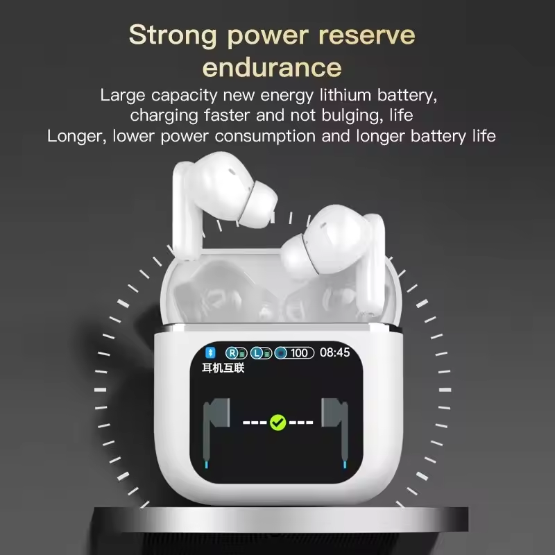 New Design SE60 ANC + ENC Dual Noise Cancelling Wireless Earphones Clear Call TWS Earbuds with HD Smart Touch Screen Headphones