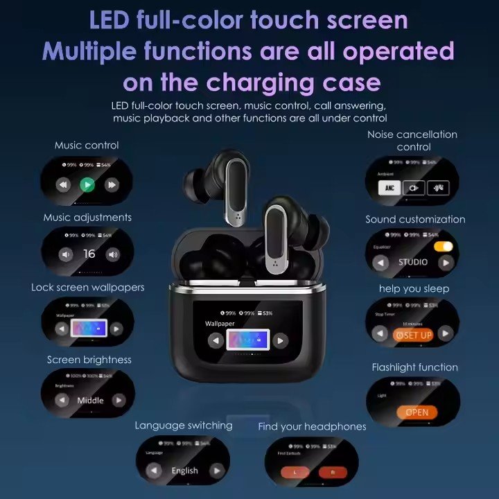 NEW TWS Tour Pro 2 Earphone Wireless Blue tooth V8 Earbuds ANC Noise Cancelling Headphone In Ear Touch Screen Controls Headset