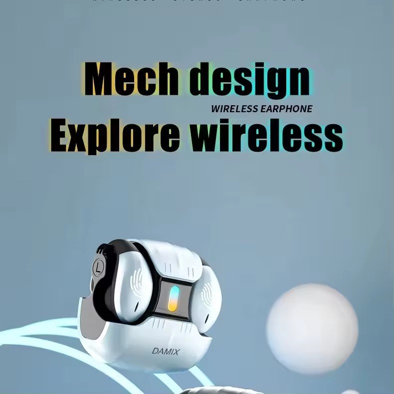 AS-01 Mech Gaming Headset BT5.5 Wireless HiFi TWS Earbuds Noise Canceling Open-Ear Waterproof Headphone 60H long battery life