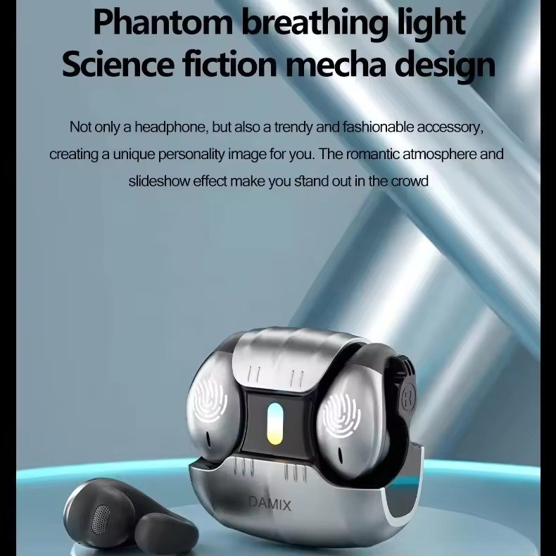 AS-01 Mech Gaming Headset BT5.5 Wireless HiFi TWS Earbuds Noise Canceling Open-Ear Waterproof Headphone 60H long battery life