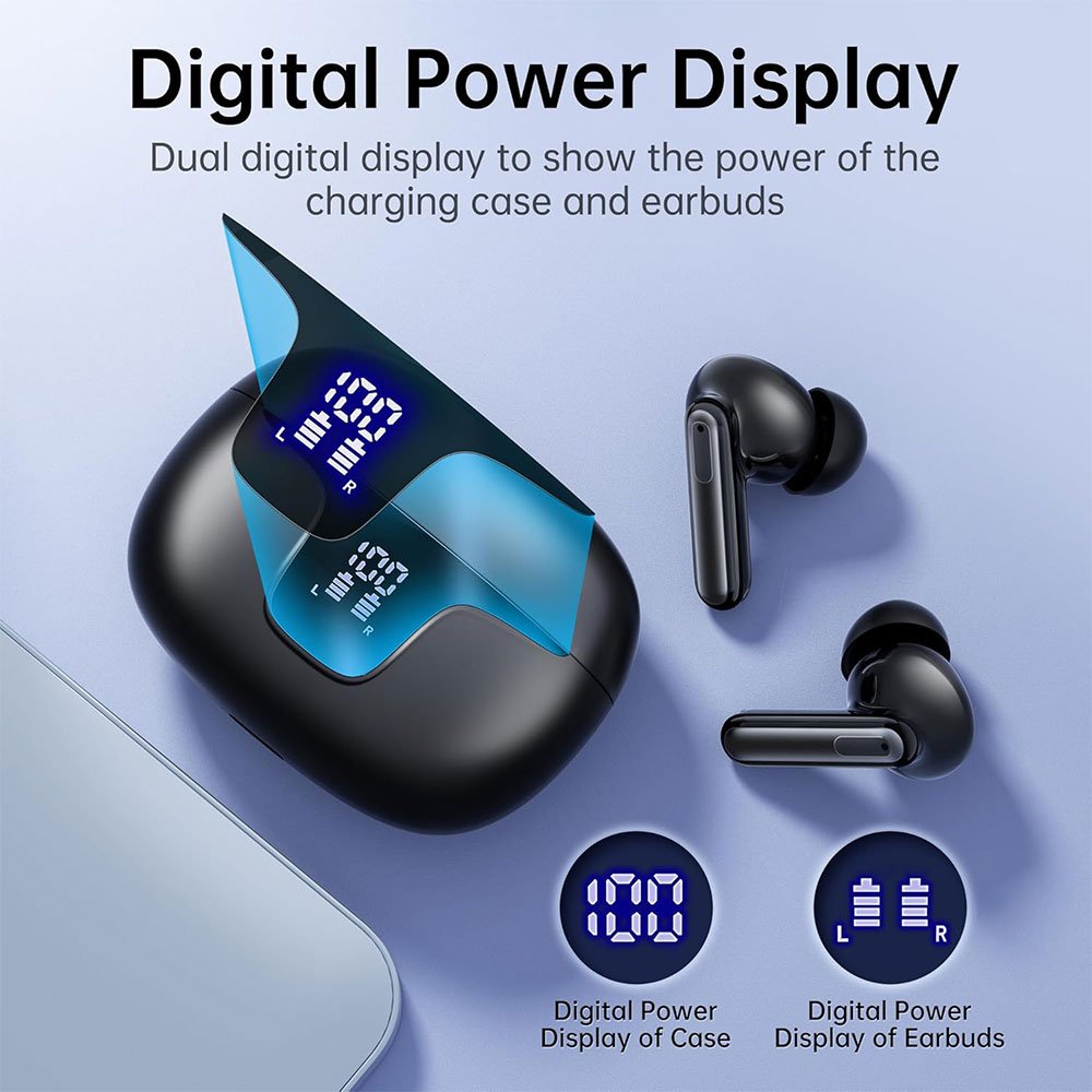 TWS Wireless Earbuds Headphones HiFi Stereo LED Power Display Earphones In-Ear Sport Earbuds ENC Noise Canceling Earphones