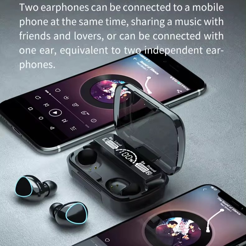 Popular M10 TWS Earbuds with 9D BT5.3 Touch Control Wireless Stereo Bass Earphones with LED Digital Display and AAC codecs