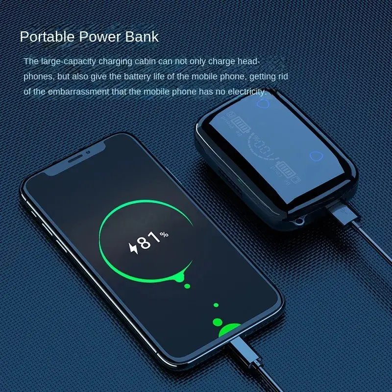 M19 TWS Earbuds with Large Screen LED Display Livepods Wireless Earphones BT 5.0 noise control system with power bank