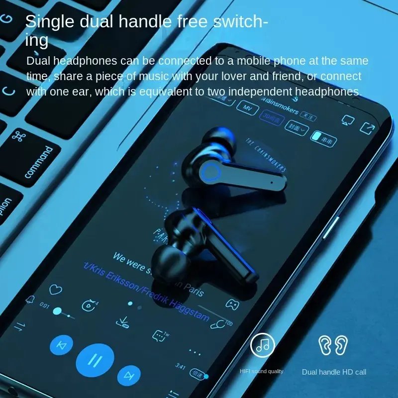 M19 TWS Earbuds with Large Screen LED Display Livepods Wireless Earphones BT 5.0 noise control system with power bank