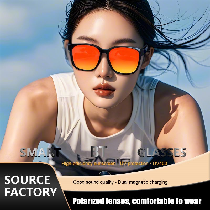 OEM Smart sunglasses with earbuds UV protection music calling noise reduction GS08 smart touch control smart sunglasses 2024