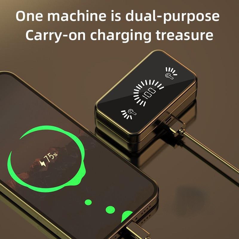 S20 Mirror-LED Shell Tws Earbuds Intelligent Digital Display Wireless Earphones Headphones Headsets