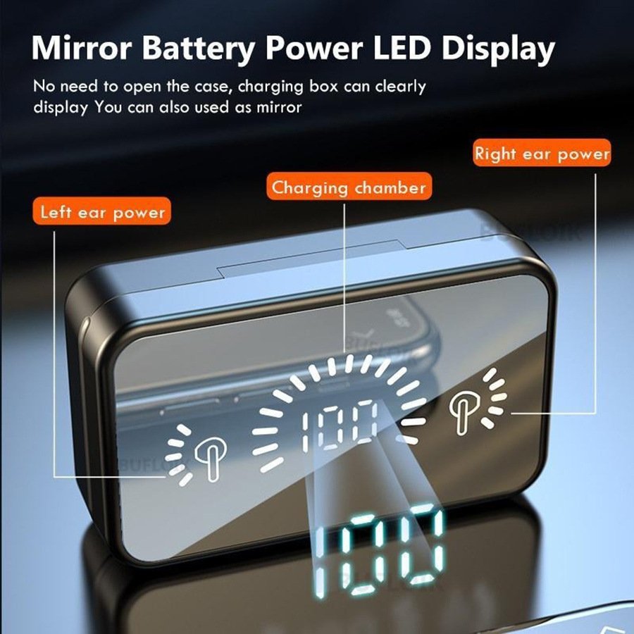 S20 Mirror-LED Shell Tws Earbuds Intelligent Digital Display Wireless Earphones Headphones Headsets