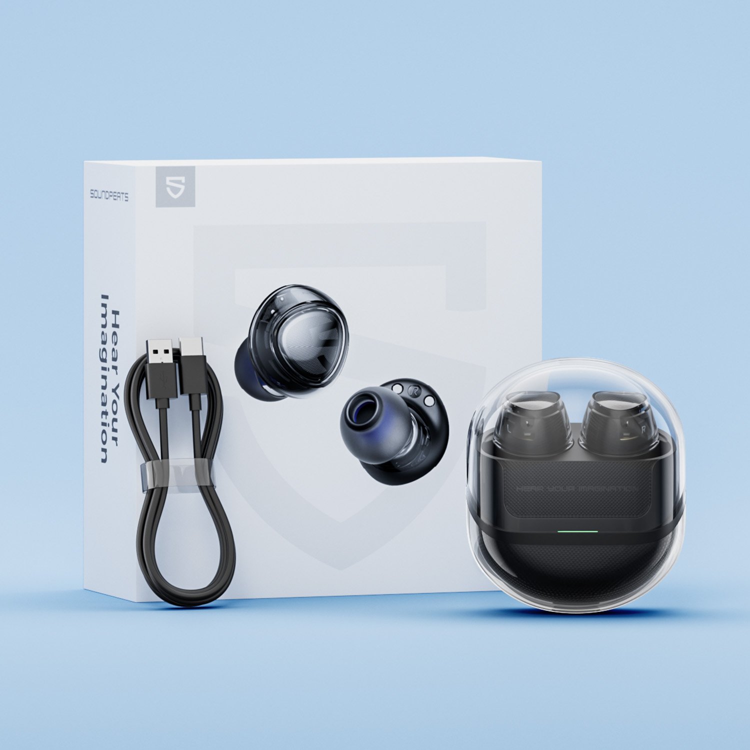 SoundPEATS Clear Dot transparent design earphones wireless tws earbuds dual mic AI call noise reduction gaming in-ear headphones