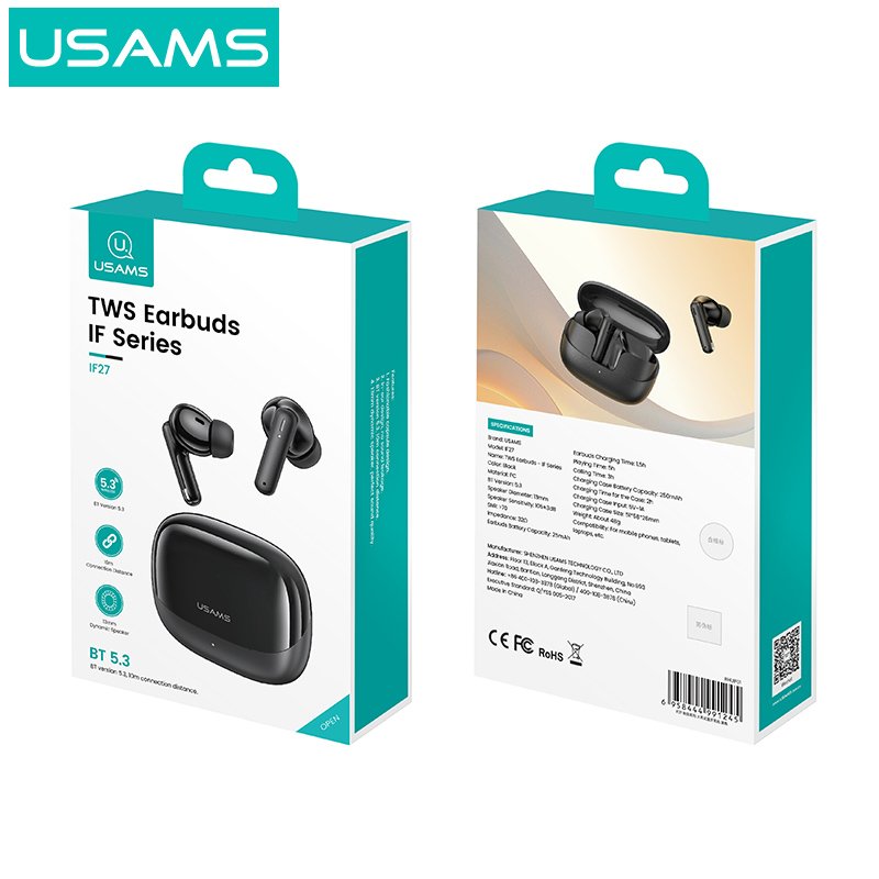 USAMS IF27 Cheap Touch Control Smart Handfree Wireless Earbuds Bluetooth Waterproof Gaming In-Ear Headphones Earphones