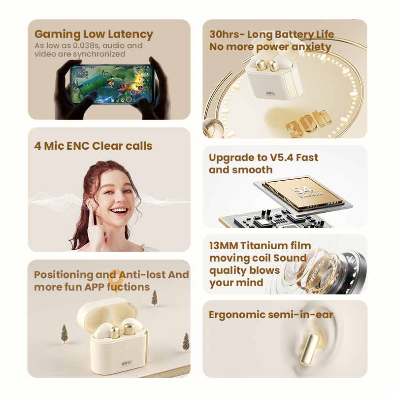 TWS Earbuds 2024 Headphone V5.4 Wireless TWS Earphone Touch Control Earbuds Microphones ENC Call OEM TWS Earbuds 2023