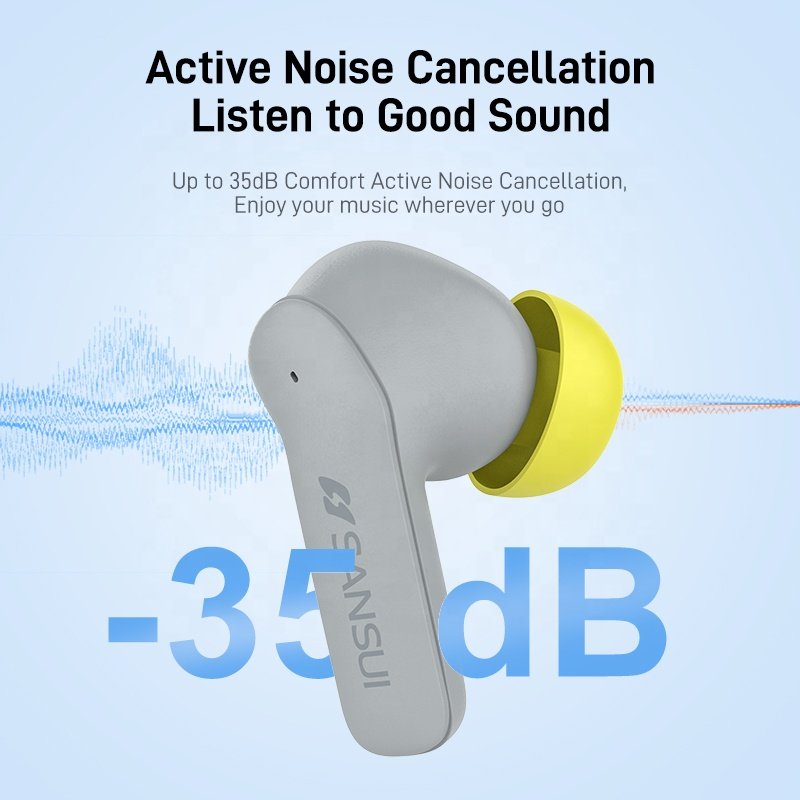 SNAUI W23 TWS BT 5.4 ANC ENC Noise Cancelling Sport Ear Phone True Wireless in-Ear Earbuds Hi-Fi Stereo Headphones Earphone