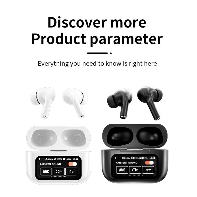 A9 Pro earphone Touch Screen ANC True Wireless Headset TWS Noise Cancelling Earbud Long Endurance BT 5.3 Headphone